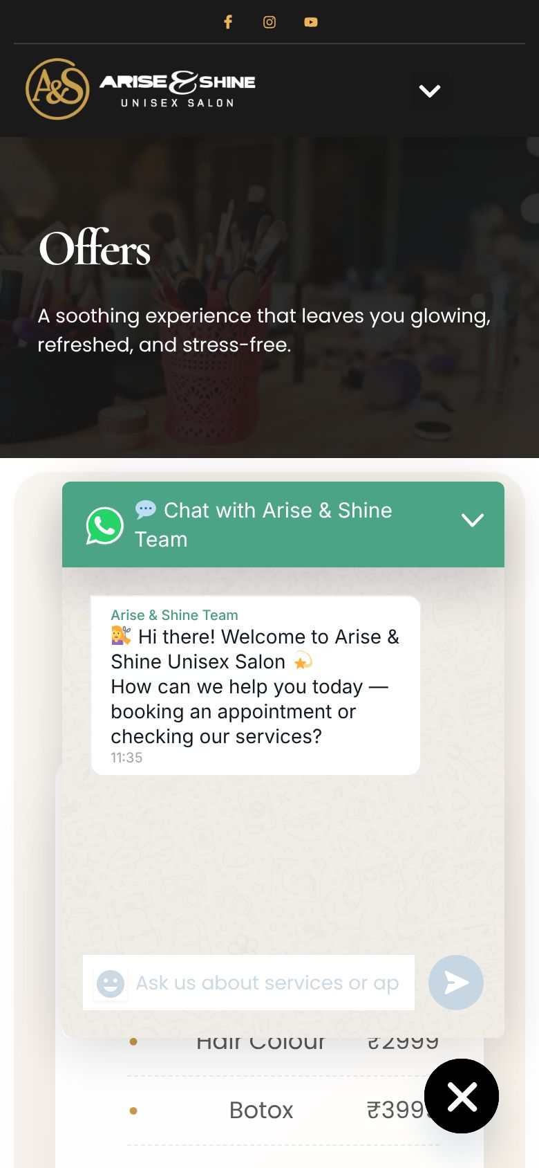 Live offers page on a phone