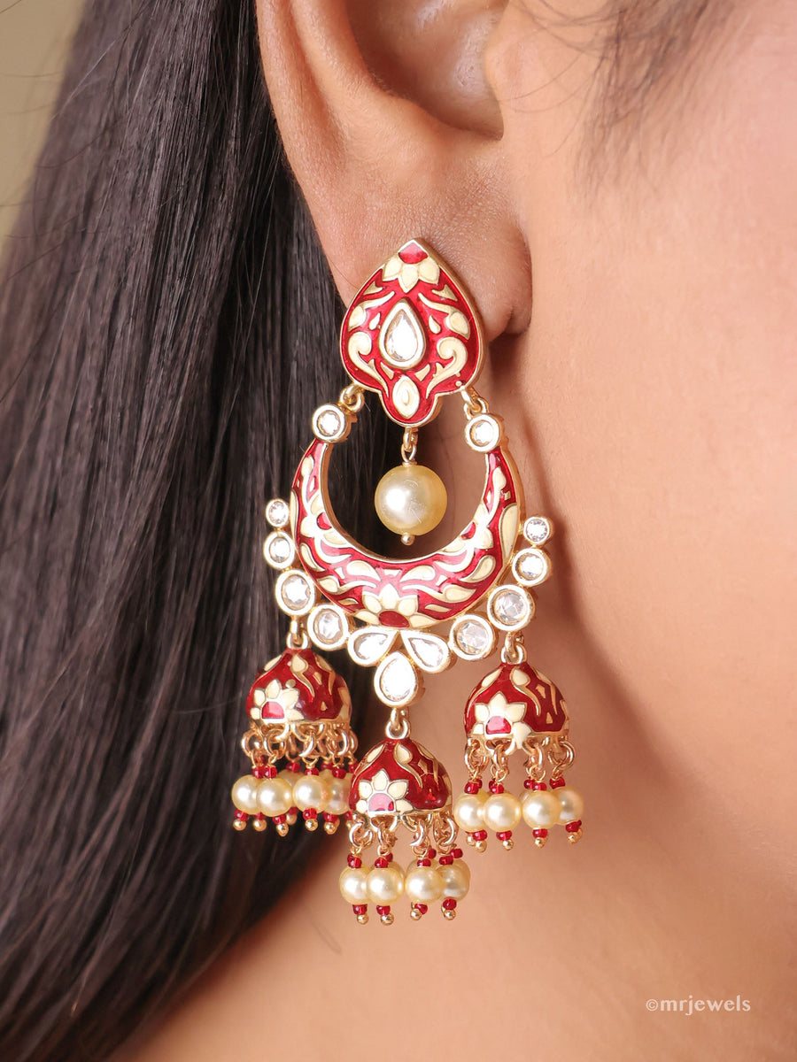 Meenakari chandbali earrings · mrjewels.in