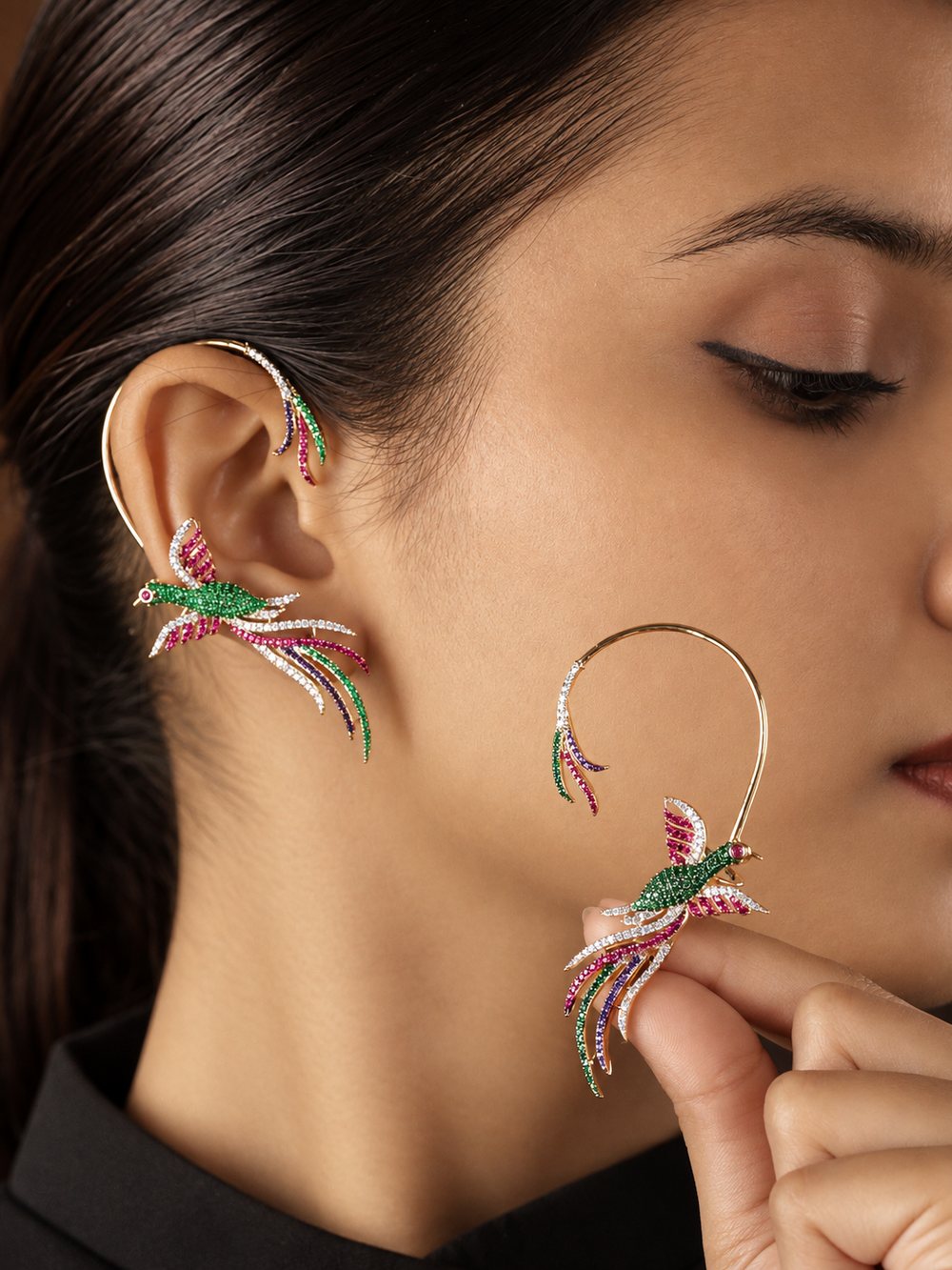 Model wearing an MR Jewels bird ear cuff