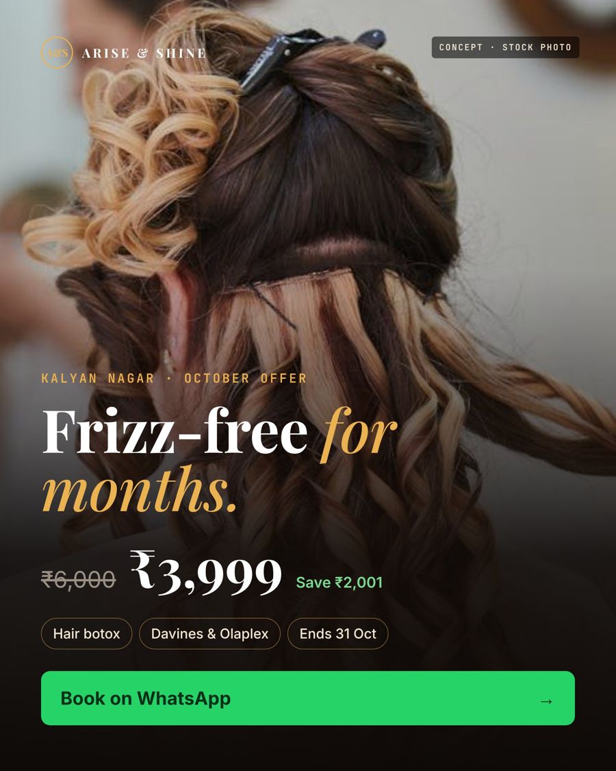 Arise & Shine · Instagram feed · hair botox offer