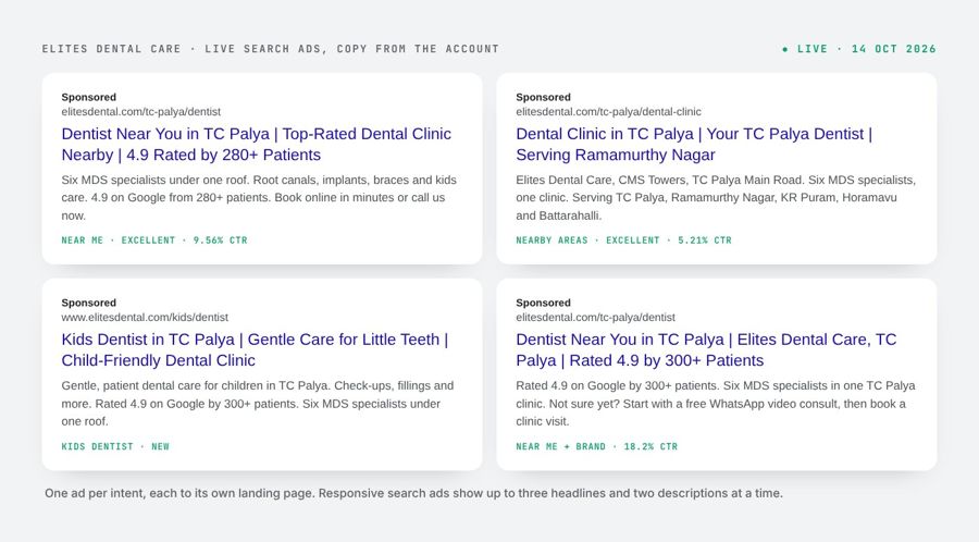 Elites Dental · live search ads