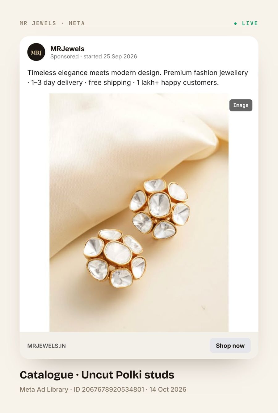 MR Jewels · Meta ad · Uncut Polki studs